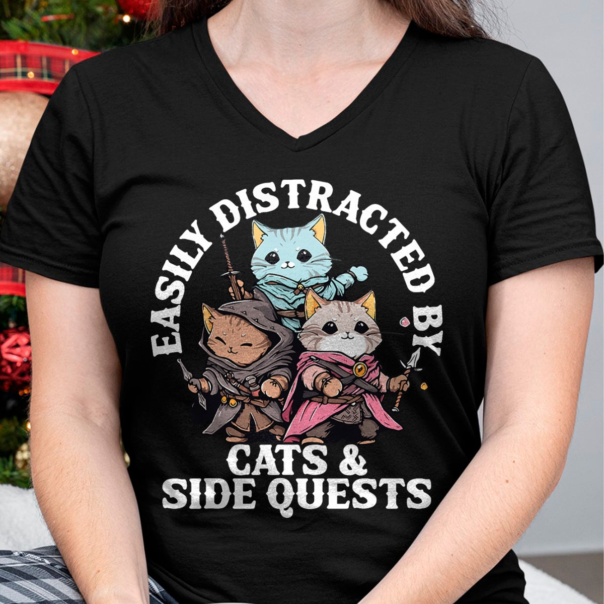 Cat Love Shirt, Funny Cat Lover Gift UnisexT-Shirt/Hoodie/Sweatshirt HLT00 - Cats Side Quest Distracted Tabletop Funny Men Women Kids Dad T-Shirt