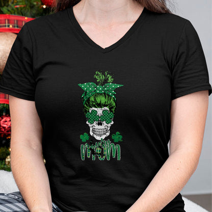 Gift for Mom Shirt, Funny Mom Unisex T-Shirt/Hoodie/Sweatshirt HLT00 - Lucky Mom St Patricks Day Irish Sugar Skull Head Gift Womens T-Shirt
