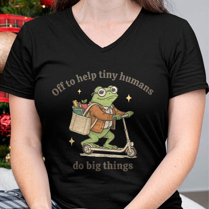 Best Teacher Shirt, Funny Teacher UnisexT-Shirt/Hoodie/Sweatshirt HLT00 - Retro Frog Elementary Teacher Help Tiny Humans Do Big Things T-Shirt