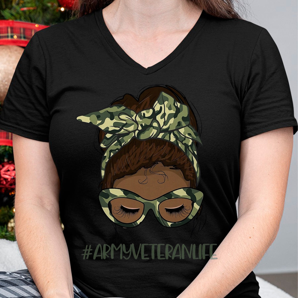 Proud Veteran Shirt, Funny Veteran UnisexT-Shirt/Hoodie/Sweatshirt HLT00 - African American Army Veteran Female Afro Melanin Girl T-Shirt, Men, Black, 3X-Large