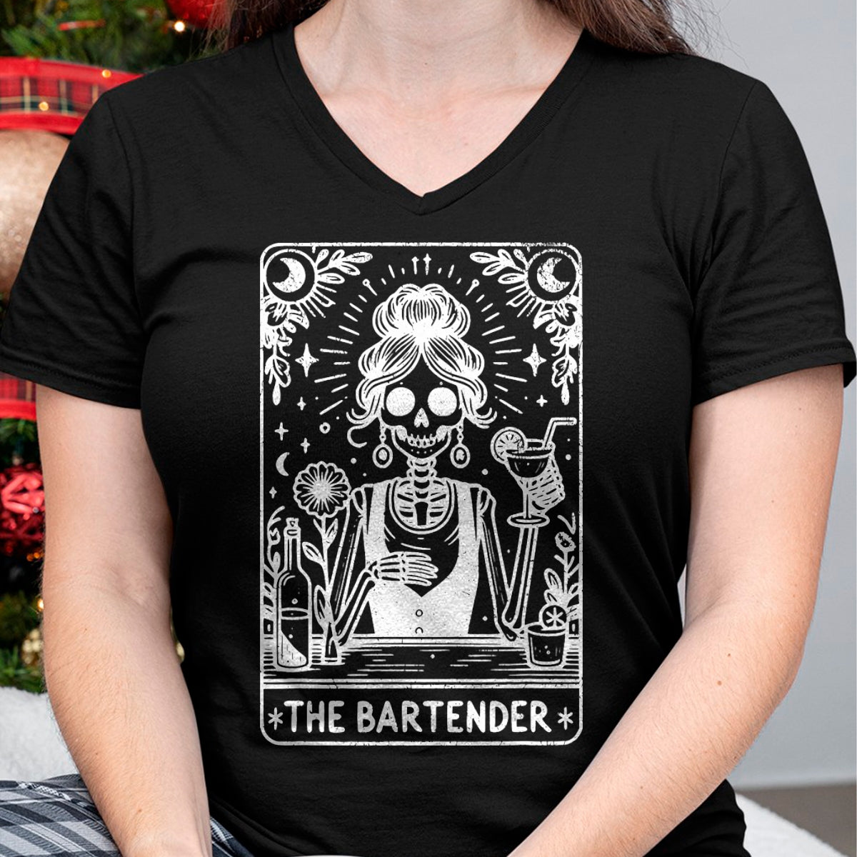 Best Thanksgiving Family Shirt , Funny Thanksgiving UnisexT-Shirt/Hoodie/Sweatshirt HLT00 - Bartender Tarot Card Skeleton Cocktail Witchy Vibes Alcohol T-Shirt