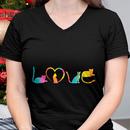 Cat Love Shirt, Funny Cat Lover Gift UnisexT-Shirt/Hoodie/Sweatshirt HLT00 - Love Cats Colorful Watercolor Decoration Cute Cat Toy T-Shirt (1)