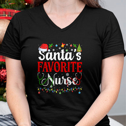 Funny Nurse Shirt, Nurse Unisex T-Shirt/Hoodie/Sweatshirt HLT00 - Santa's Favorite Nurse Christmas Nursing Christmas Nurse T-Shirt
