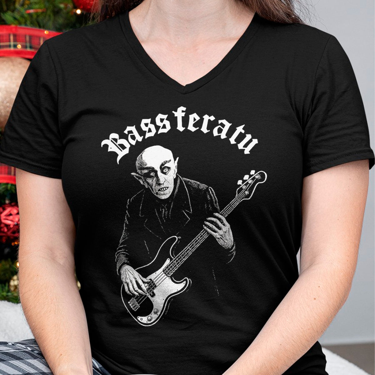 Guitar Lover Shirt, Funny Guitar UnisexT-Shirt/Hoodie/Sweatshirt HLT00 - Bassferatu Gothic Horror Bass Guitar Player Halloween Parody T-Shirt