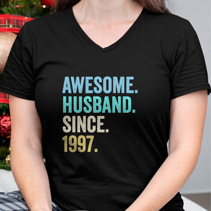 Best Wife Shirt, Wife and Husband Unisex T-Shirt/Hoodie/Sweatshirt HLT00 - Awesome Husband Since 1997 27th wedding anniversary 27 years T-Shirt