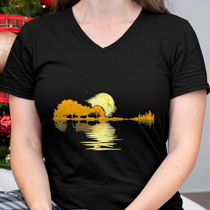Guitar Lover Shirt, Funny Guitar UnisexT-Shirt/Hoodie/Sweatshirt HLT00 - Guitar Lake Shadow Love Guitar Musician T-Shirt, Men, Black, 3X-Large