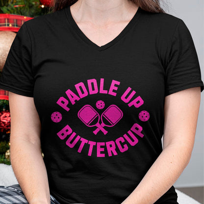 Funny Pickleball Shirt, Pickleball Lover Unisex T-Shirt/Hoodie/Sweatshirt HLT00 - Paddle-Up Buttercup Retro Pink Style Pickleball T-Shirt