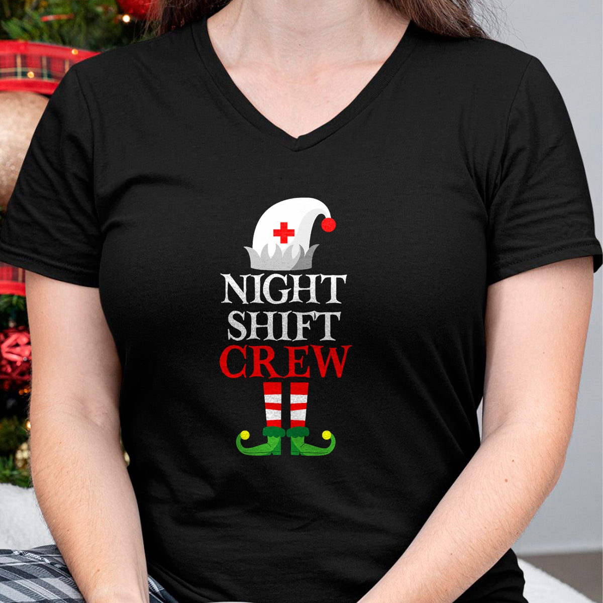 Funny Nurse Shirt, Nurse Unisex T-Shirt/Hoodie/Sweatshirt HLT00 - Elf Nursing Shirt Women, Christmas Nurse Night Shift Crew T-Shirt