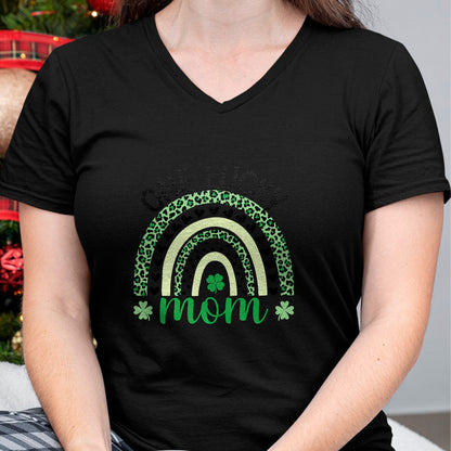 Gift for Mom Shirt, Funny Mom Unisex T-Shirt/Hoodie/Sweatshirt HLT00 - One Lucky Mom Leopard Rainbow St Patricks Day Clover T-Shirt
