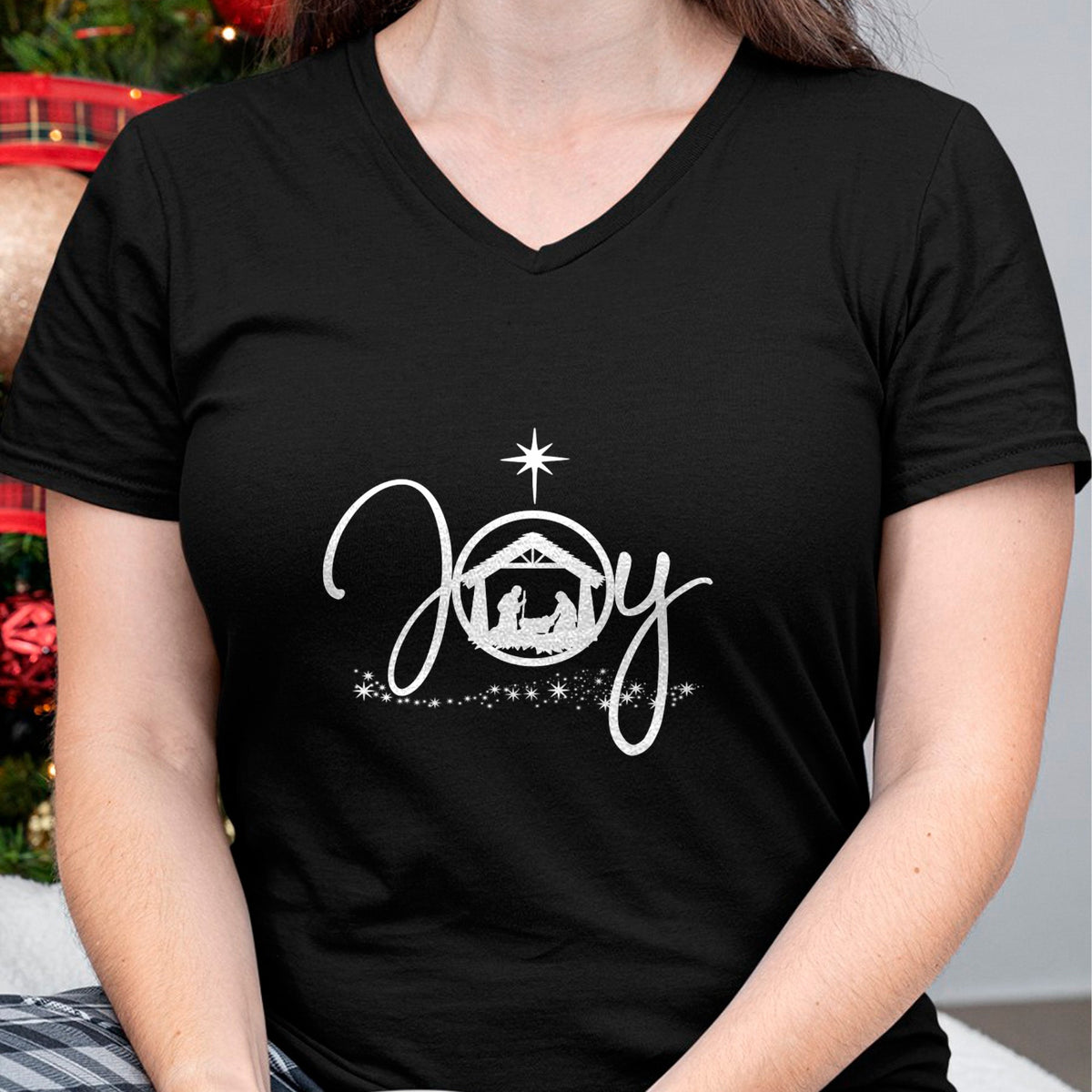 Christian Tee, Christian Faith Unisex T-Shirt/Hoodie/Sweatshirt HLT00 - Christian Christmas Joy Jesus Nativity Scene Faith Gift Long Sleeve T-Shirt