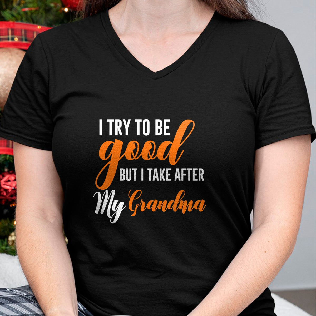 Best Grandma Shirt, Proud Grandma Unisex T-Shirt/Hoodie/Sweatshirt HLT00 - I Try To Be Good But I Take After My Grandma Kids Boys Girls T-Shirt (1)