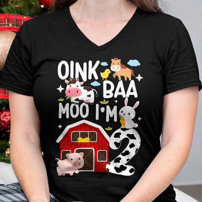 Best Farmer Life Shirt, Funny Farmer UnisexT-Shirt/Hoodie/Sweatshirt HLT00 - Oink Baa Moo I'm 2 Farm Theme Birthday 2 Year Old Party T-Shirt