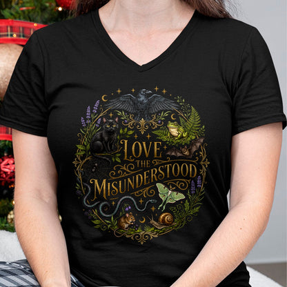 Cat Love Shirt, Funny Cat Lover Gift UnisexT-Shirt/Hoodie/Sweatshirt HLT00 - Love The Misunderstood Bat Raven Black Cat Snake Frog Moth T-Shirt