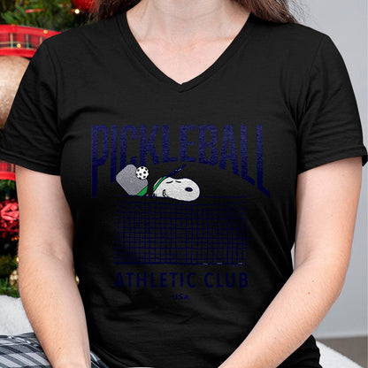 Funny Pickleball Shirt, Pickleball Lover Unisex T-Shirt/Hoodie/Sweatshirt HLT00 - Peanuts - Snoopy Pickleball Athletic Club USA T-Shirt