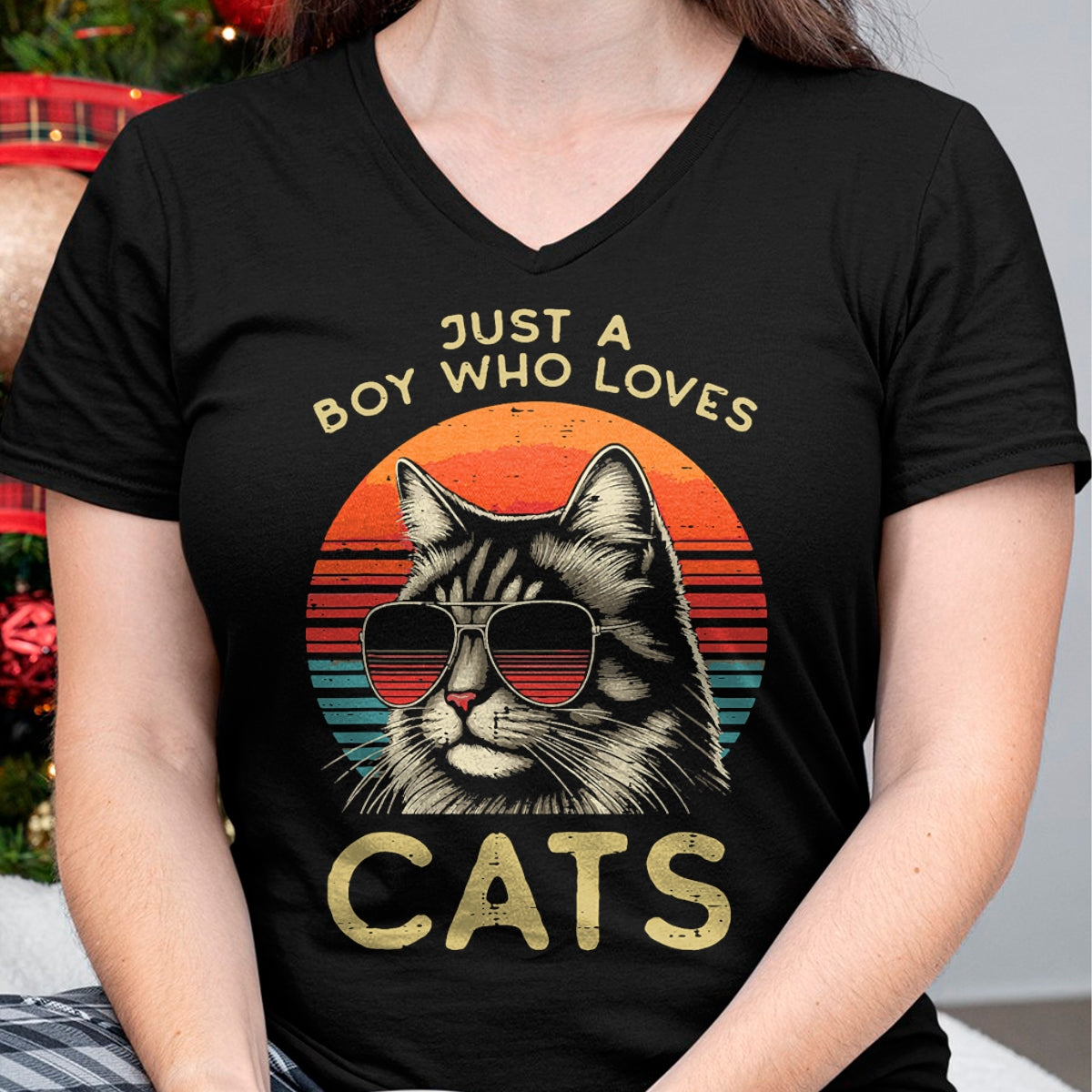 Cat Love Shirt, Funny Cat Lover Gift UnisexT-Shirt/Hoodie/Sweatshirt HLT00 - Just Boy Who Loves Cats Retro Kitten Kitty Boys Kids Men T-Shirt