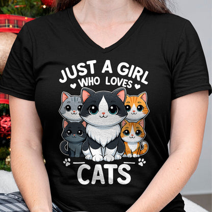 Cat Love Shirt, Funny Cat Lover Gift UnisexT-Shirt/Hoodie/Sweatshirt HLT00 - Just A Girl Who Loves Cats T-Shirt