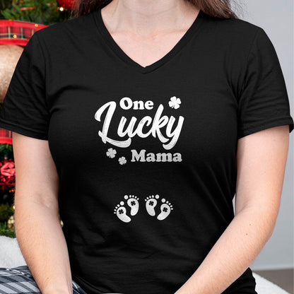 Gift for Mom Shirt, Funny Mom Unisex T-Shirt/Hoodie/Sweatshirt HLT00 - Pregnancy Mom of Twins One Lucky Mama St Patrick_s Day T-Shirt