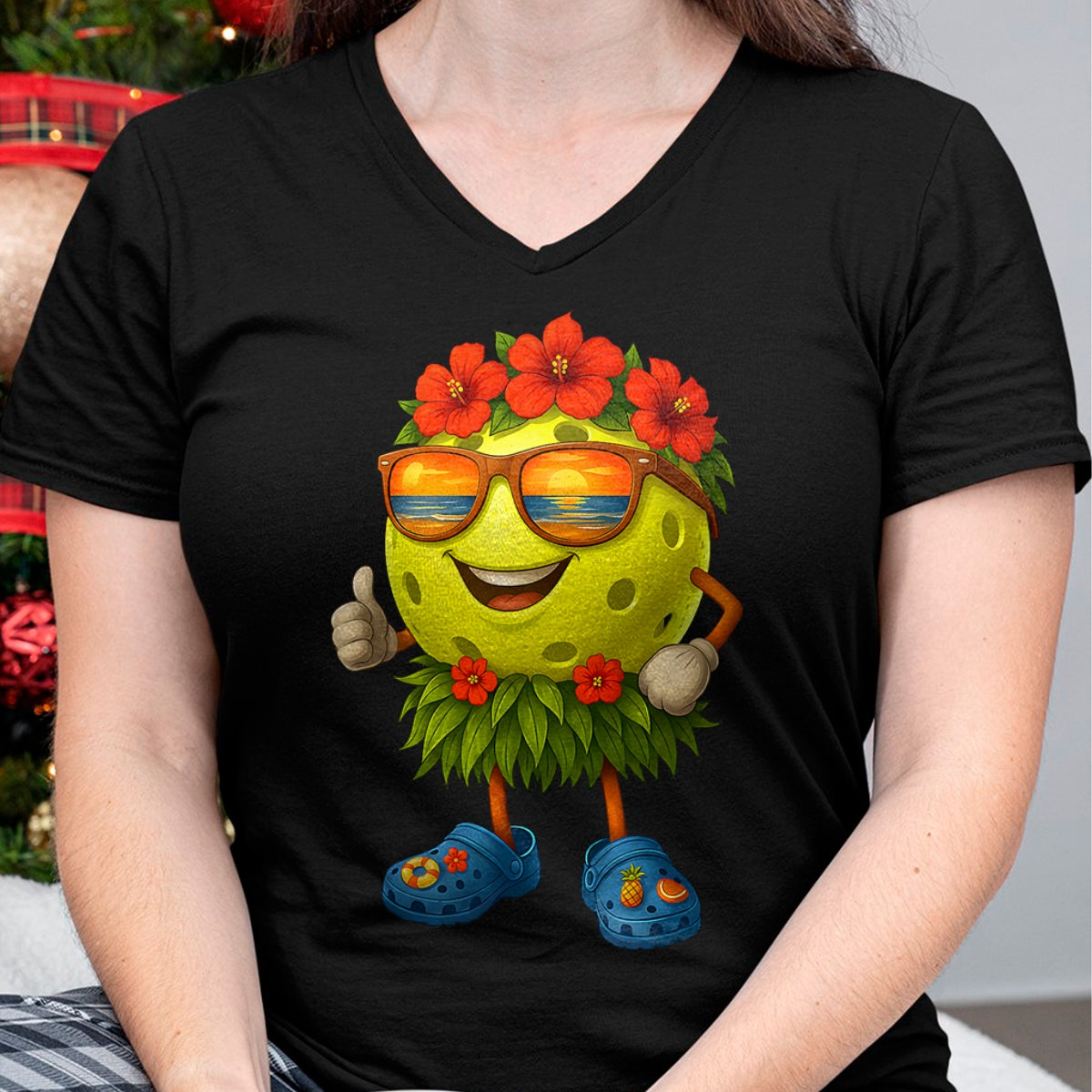 Funny Pickleball Shirt, Pickleball Lover Unisex T-Shirt/Hoodie/Sweatshirt HLT00 - Cute Hawaiian Pickleball Ball Tropical Beach Summer Vacation T-Shirt