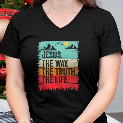 Christian Tee, Christian Faith Unisex T-Shirt/Hoodie/Sweatshirt HLT00 - Jesus The Way Truth Life Women Men Kids Christian Worship T-Shirt (1)