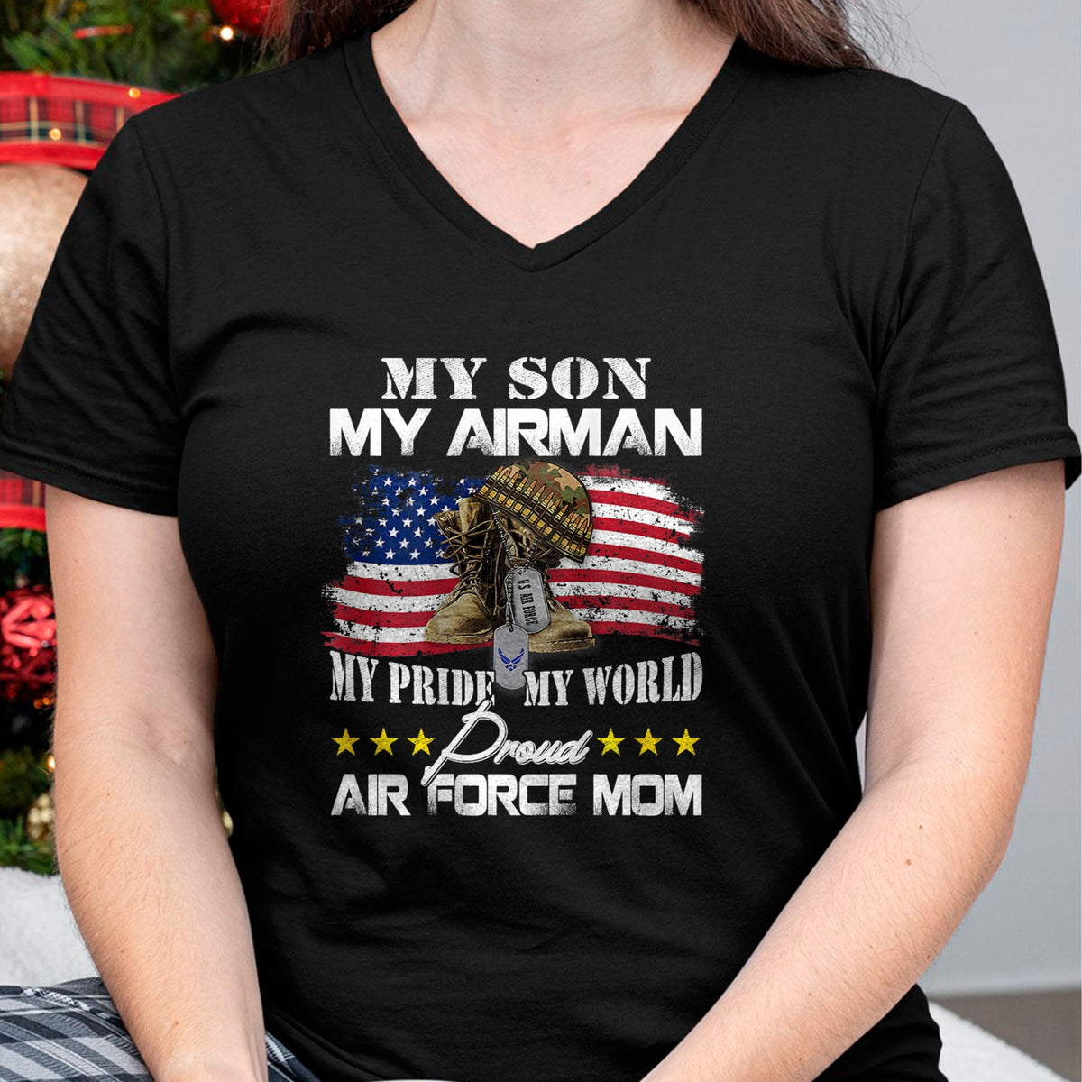 Gift for Mom Shirt, Funny Mom Unisex T-Shirt/Hoodie/Sweatshirt HLT00 - Proud Air Force Mom Air Force Graduation Military Mom Gift T-Shirt