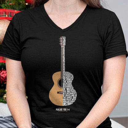 Guitar Lover Shirt, Funny Guitar UnisexT-Shirt/Hoodie/Sweatshirt HLT00 - Praise Him with The Strings Psalm 150 Acoustic Guitar Player T-Shirt