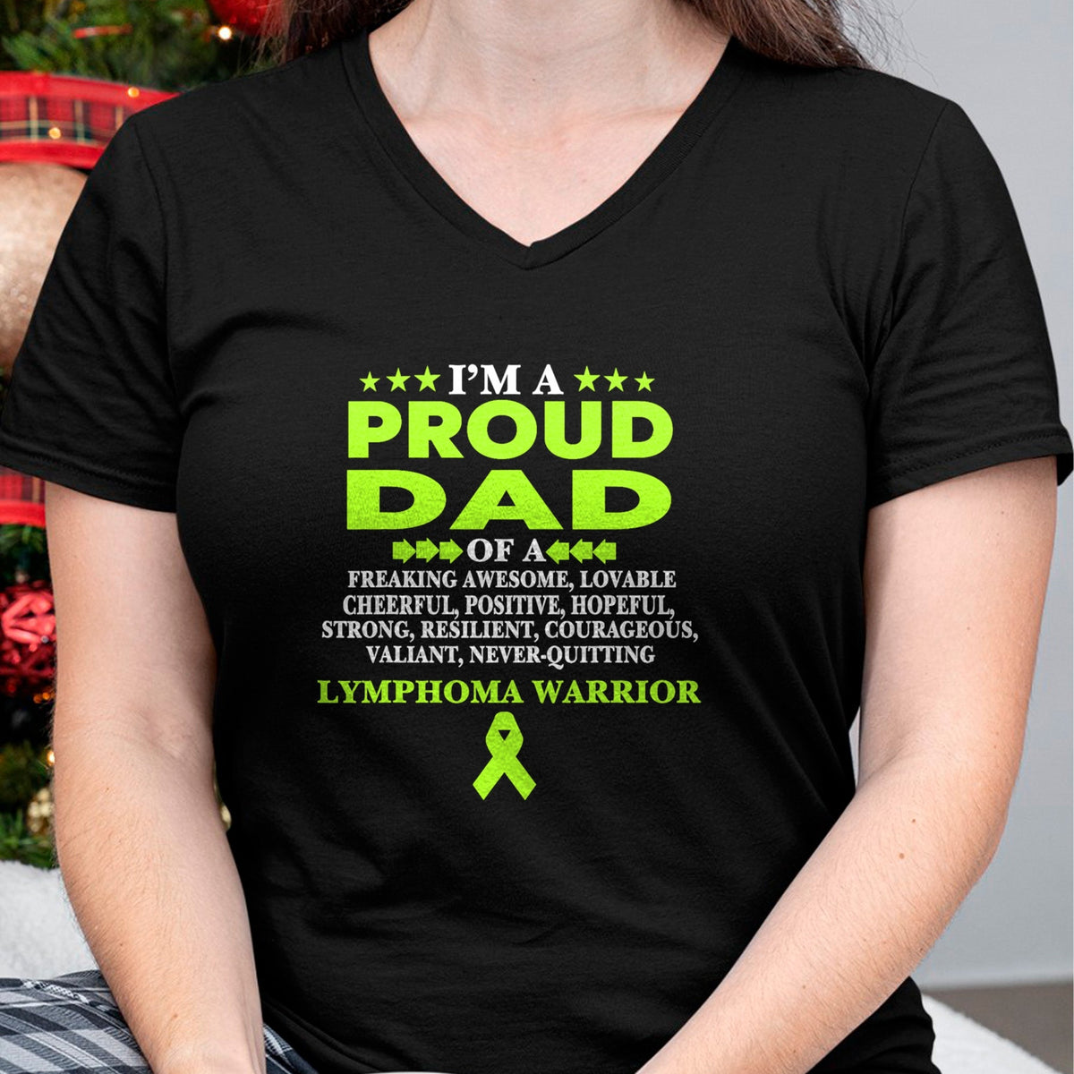 Gift for Dad Shirt, Funny Dad Unisex T-Shirt/Hoodie/Sweatshirt HLT00 – I_m proud dad of Lymphoma warrior Lime Green Ribbon T-Shirt