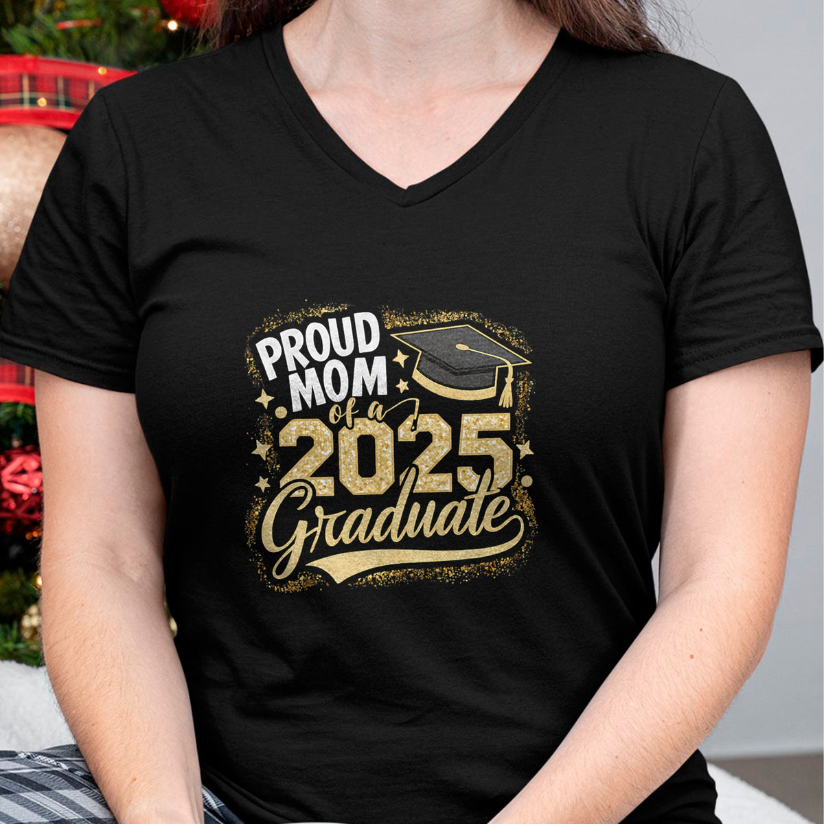 Gift for Mom Shirt, Funny Mom Unisex T-Shirt/Hoodie/Sweatshirt HLT00 - Mom Senior 2025 Proud Mom Of A Class Of 2025 Graduate T-Shirt