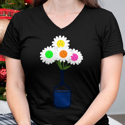 Funny Pickleball Shirt, Pickleball Lover Unisex T-Shirt/Hoodie/Sweatshirt HLT00 - Pretty Pickleball Flowers in Paddle Vase - Pickleball T-Shirt