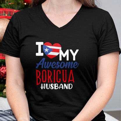 Best Wife Shirt, Wife and Husband Unisex T-Shirt/Hoodie/Sweatshirt HLT00 - Boriqua Puerto Rican Wife I Love My Awesome Boricua Husband T-Shirt