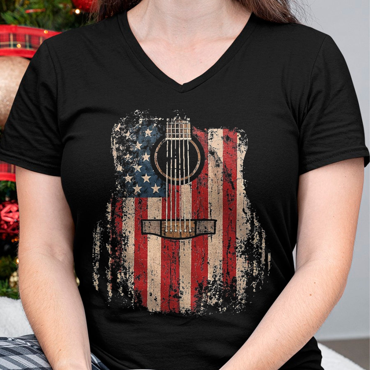 Guitar Lover Shirt, Funny Guitar UnisexT-Shirt/Hoodie/Sweatshirt HLT00 - Vintage USA American Flag Guitar Player Musician Guitarist T-Shirt, Men, Black, 3X-Large