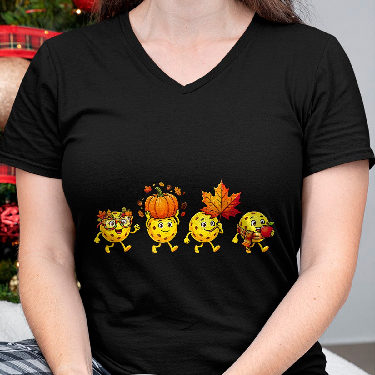 Funny Pickleball Shirt, Pickleball Lover Unisex T-Shirt/Hoodie/Sweatshirt HLT00 - Autumn Pumpkin Fall Pickleball Thanksgiving Womens Mens Kids T-Shirt