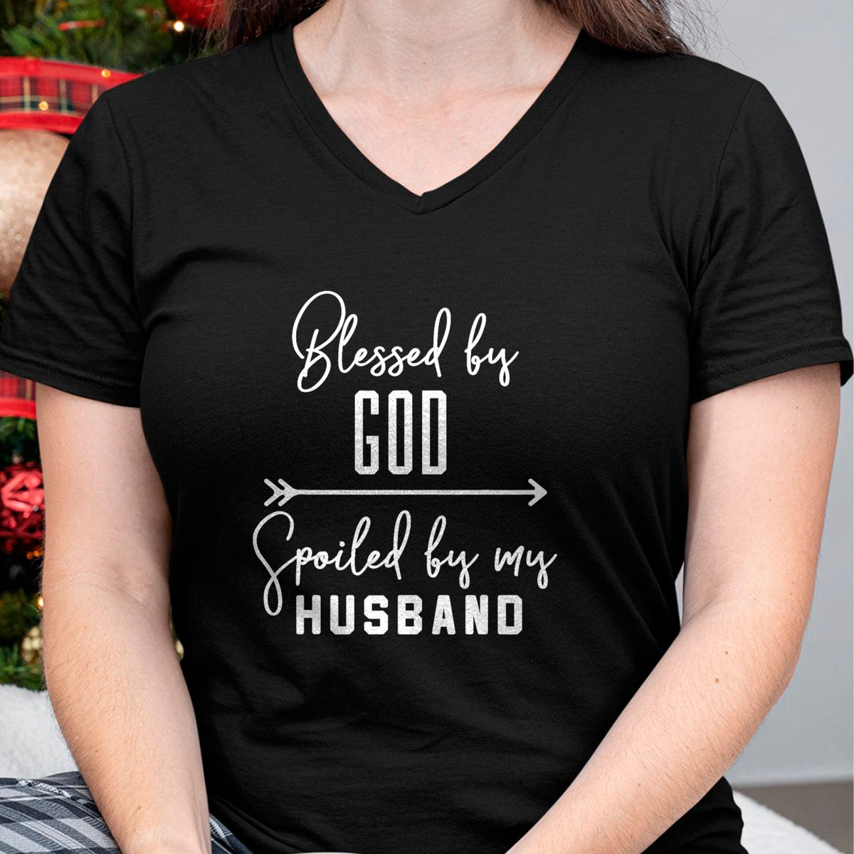 Best Wife Shirt, Wife and Husband Unisex T-Shirt/Hoodie/Sweatshirt HLT00 - Gift for wife T shirt, spoiled wife   Funny Wife T-Shirt 'Blessed By God Spoiled By My Husband' T-Sh