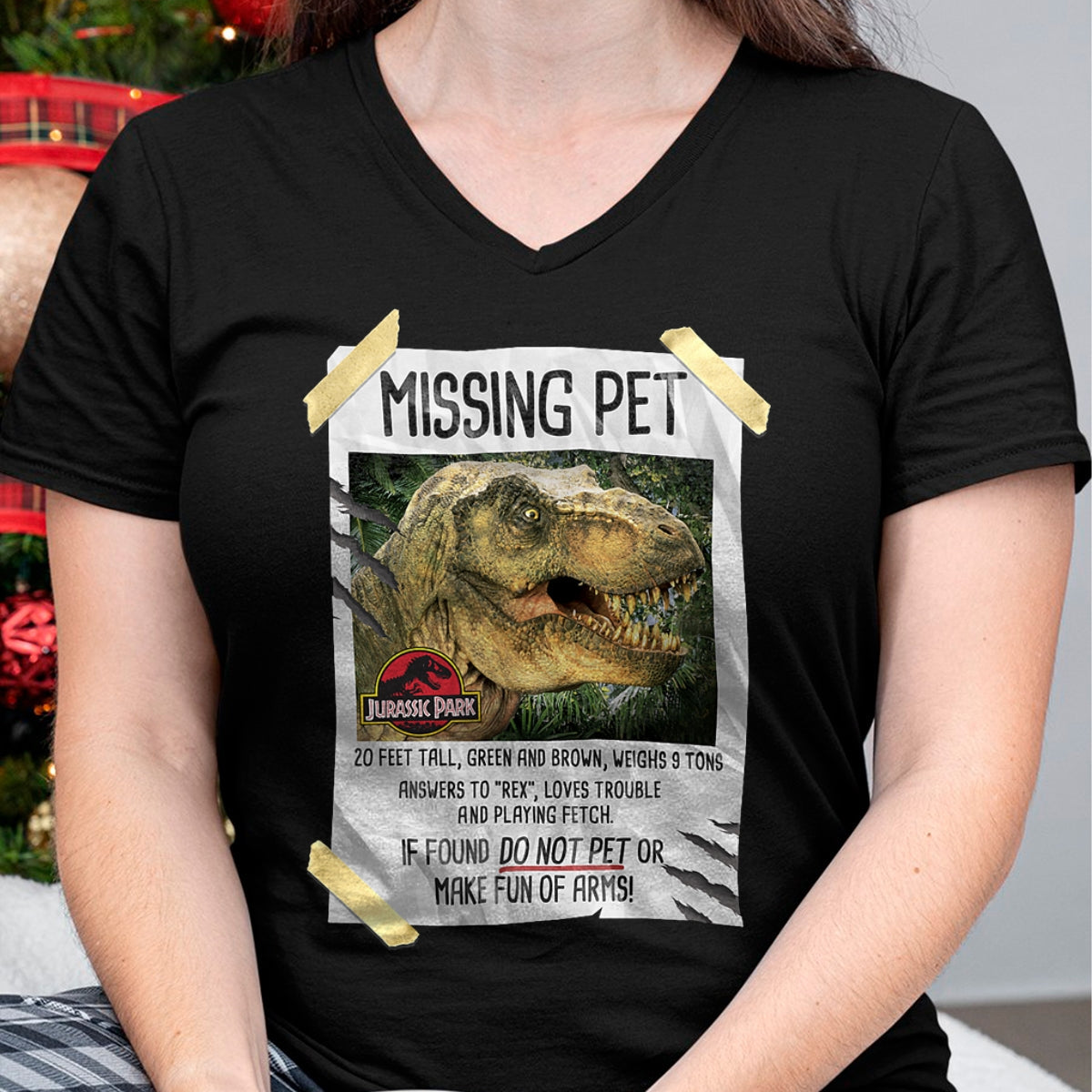 Best Dinosaur Lover Shirt, Funny Dinosaur UnisexT-Shirt/Hoodie/Sweatshirt HLT00 - Jurassic Park Missing Pet T-Rex Poster Taped Graphic Tee T-Shirt