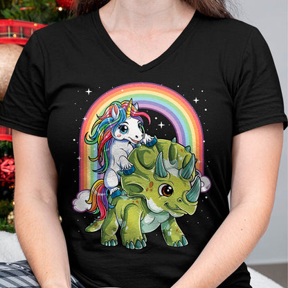 Best Dinosaur Lover Shirt, Funny Dinosaur UnisexT-Shirt/Hoodie/Sweatshirt HLT00 - Unicorn Riding Dinosaur Triceratops Funny Boys Girls Rainbow T-Shirt Small
