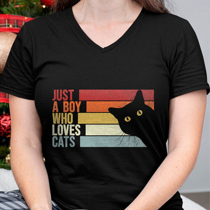 Cat Love Shirt, Funny Cat Lover Gift UnisexT-Shirt/Hoodie/Sweatshirt HLT00 - Just A Boy Who Loves Cats. Funny Cats Lover T-Shirt (1)