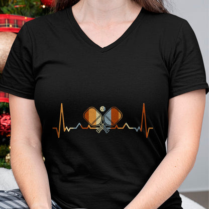 Funny Pickleball Shirt, Pickleball Lover Unisex T-Shirt/Hoodie/Sweatshirt HLT00 - Pickleball Lovers Heartbeat in Retro Colors - Pickleball T-Shirt