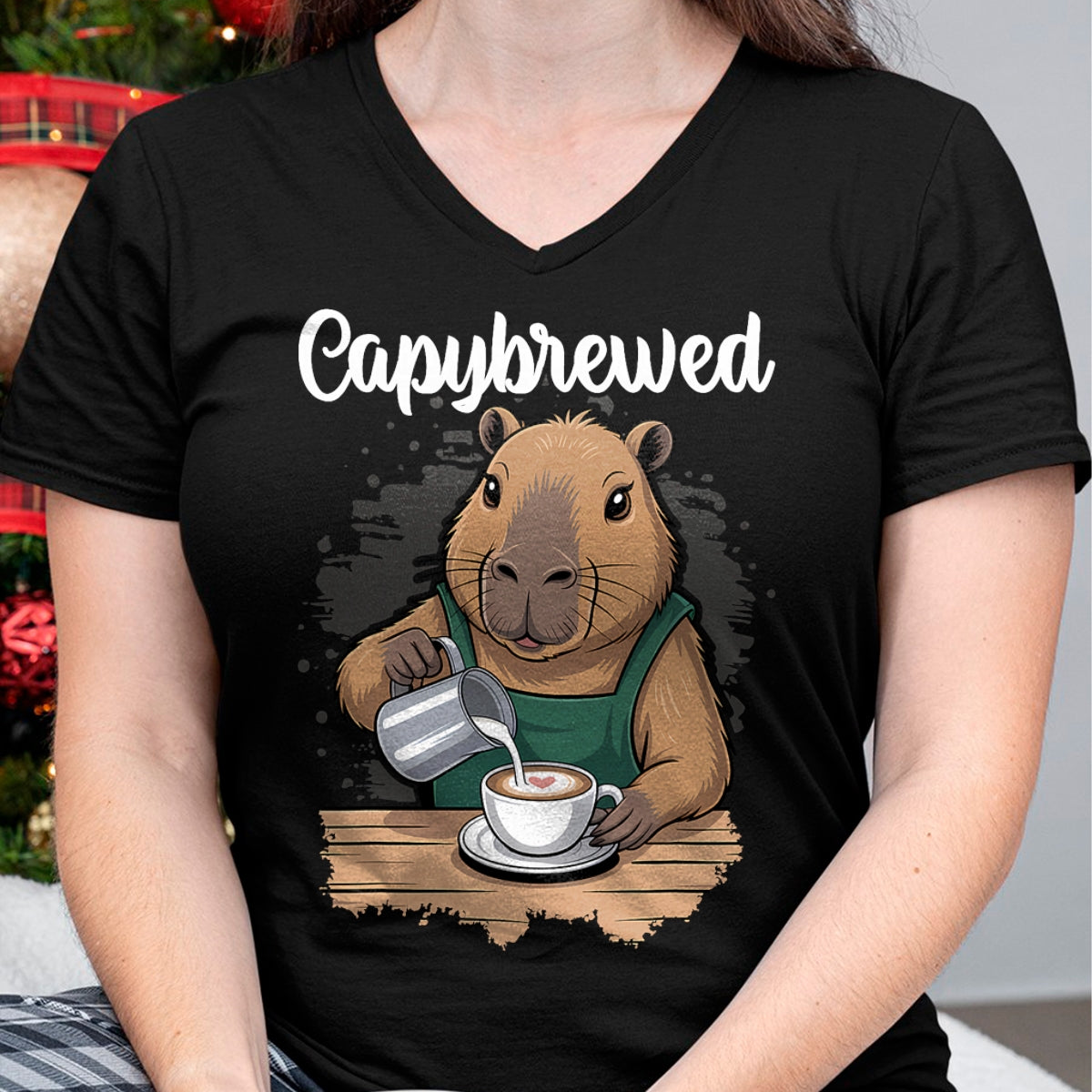 Cute Capybara Shirt, Funny Capybara Unisex T-Shirt/Hoodie/Sweatshirt HLT00 - Capybrewed Funny Capybara Barista Coffee Lover T-Shirt