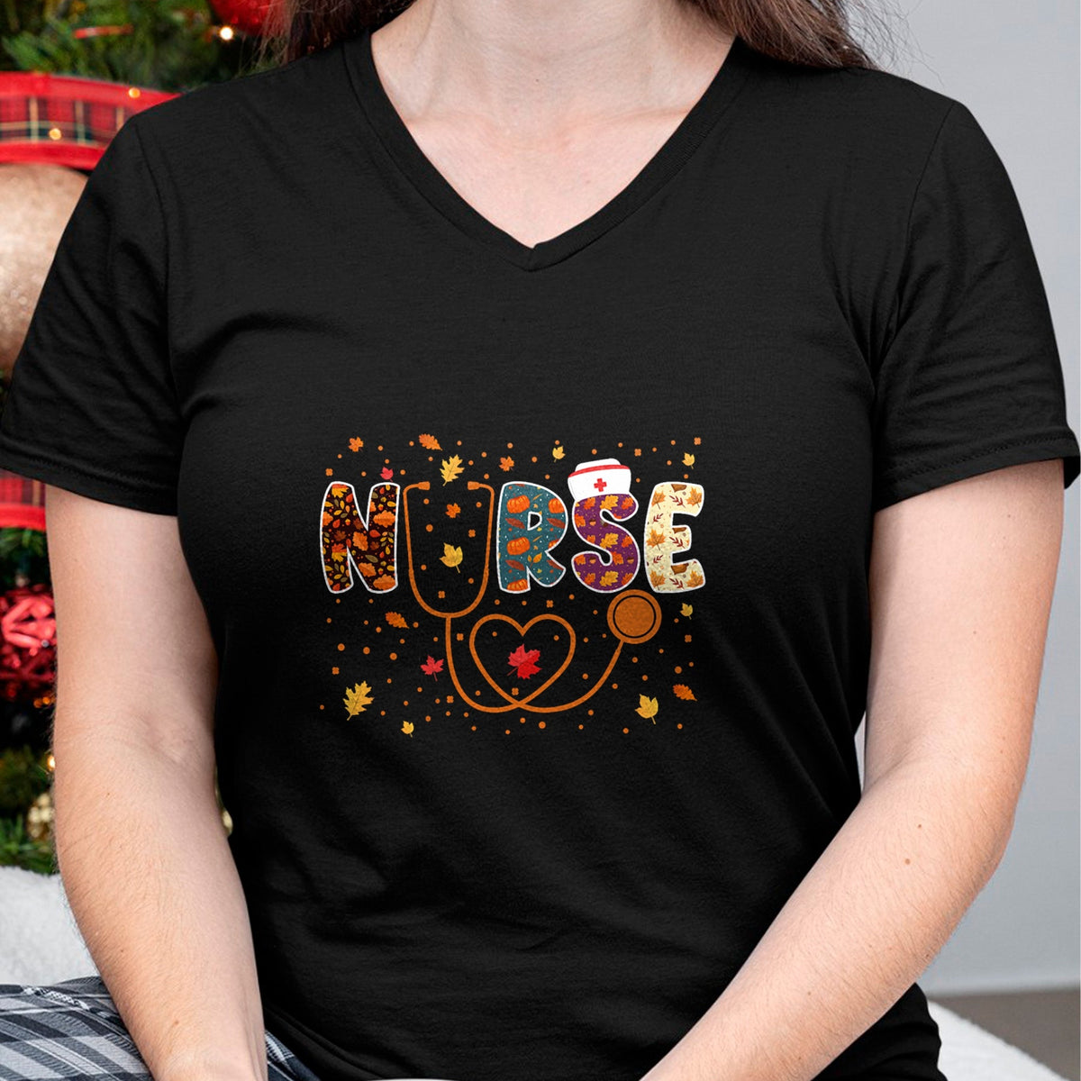 Funny Nurse Shirt, Nurse Unisex T-Shirt/Hoodie/Sweatshirt HLT00 - Nursing Thanksgiving Day Stethoscope Fall Nurse Costume T-Shirt