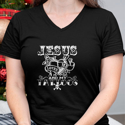 Christian Tee, Christian Faith Unisex T-Shirt/Hoodie/Sweatshirt HLT00 - Jesus Loves Me & My Tattoos Christian Jesus God Tattoo Lover T-Shirt