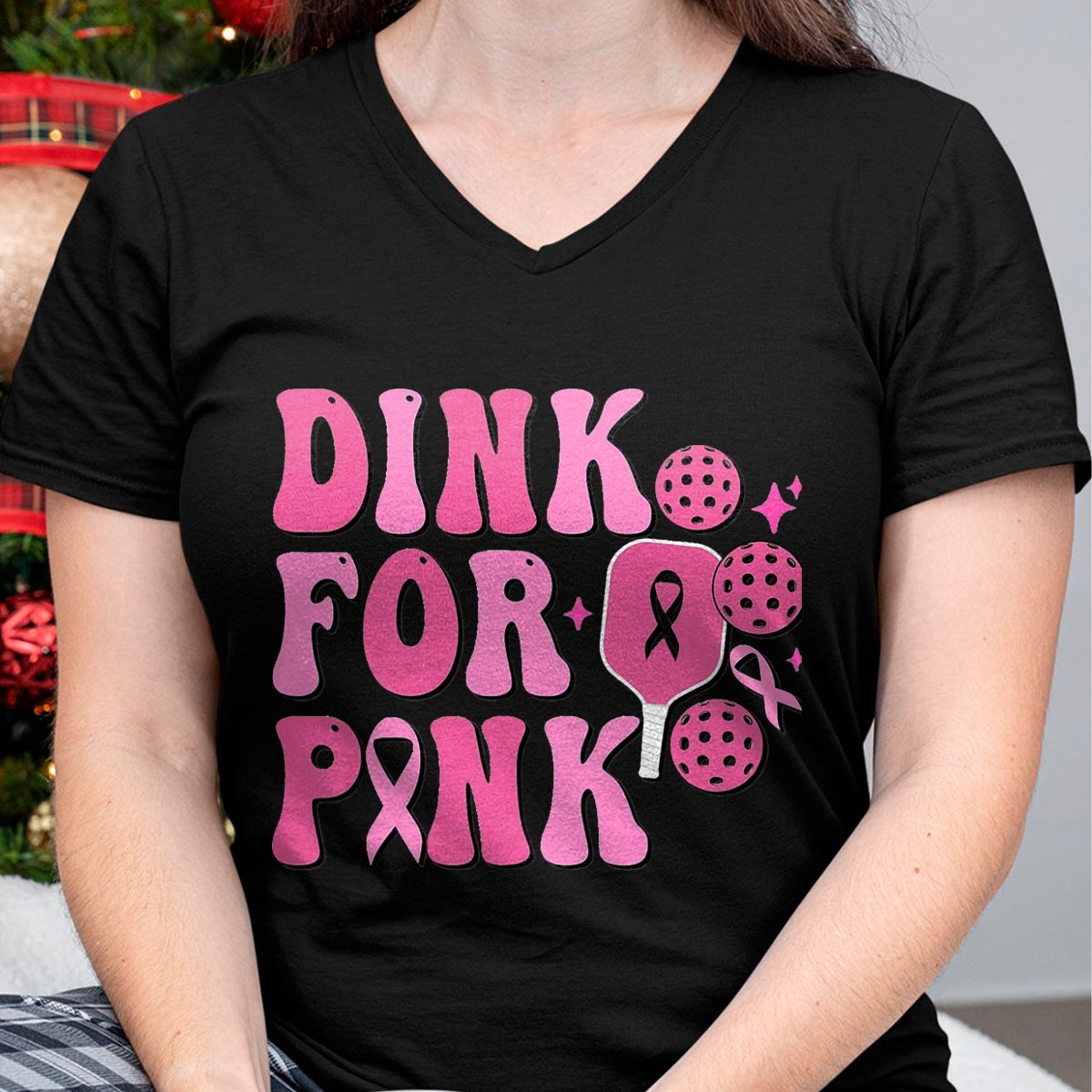 Funny Pickleball Shirt, Pickleball Lover Unisex T-Shirt/Hoodie/Sweatshirt HLT00 - Dink for Pink Breast Cancer Awareness Pickleball Ribbon Pink T-Shirt, Men, Black, 3X-Large