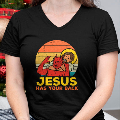 Christian Tee, Christian Faith Unisex T-Shirt/Hoodie/Sweatshirt HLT00 - Jesus Has Your Back Jiu Jitsu Retro Christian Men Women Kids T-Shirt