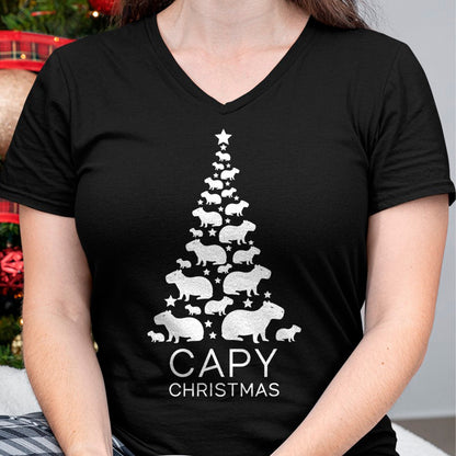 Cute Capybara Shirt, Funny Capybara Unisex T-Shirt/Hoodie/Sweatshirt HLT00 - Cute Capybara Christmas Tree Shirt, Funny Capy Holidays T-Shirt