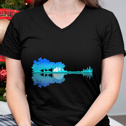 Guitar Lover Shirt, Funny Guitar UnisexT-Shirt/Hoodie/Sweatshirt HLT00 - Guitar Lake Shadow Love Guitar Musician T-Shirt