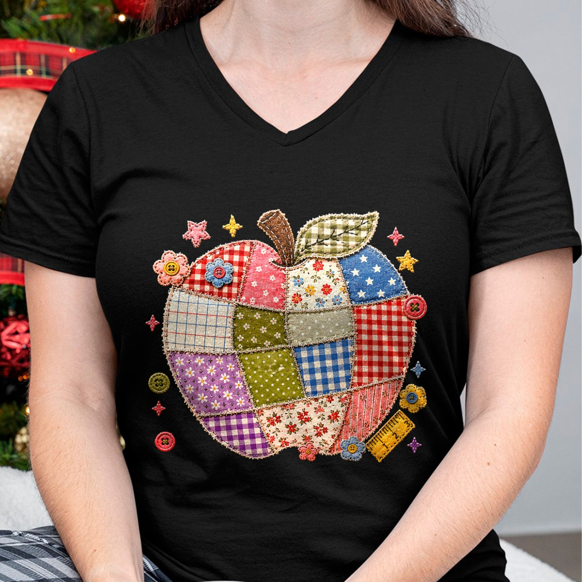 Best Student Shirt, Funny Back To School UnisexT-Shirt/Hoodie/Sweatshirt HLT00 - Cute Patchwork Preppy Apples Back to School Teacher Student T-Shirt