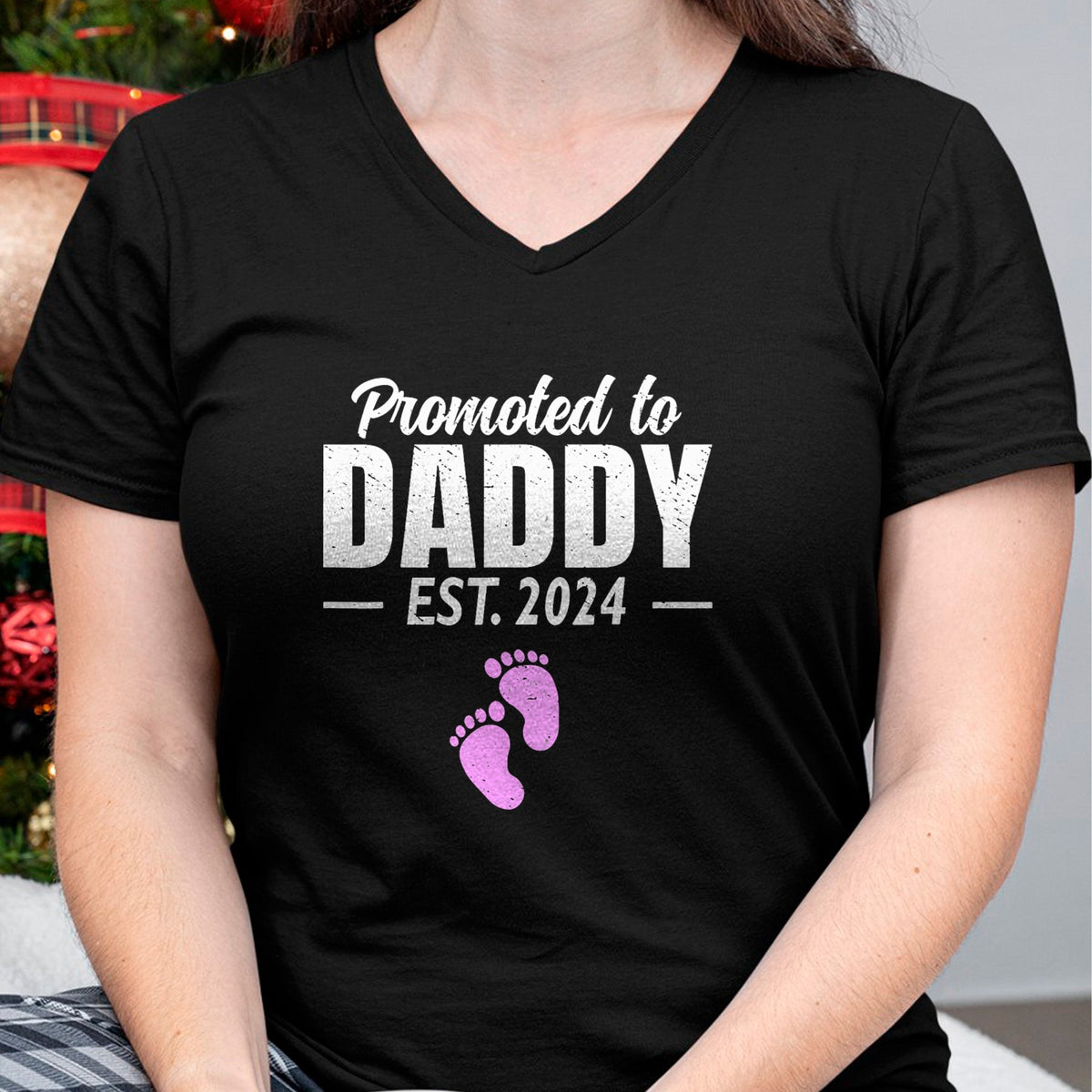 Gift for Dad Shirt, Funny Dad Unisex T-Shirt/Hoodie/Sweatshirt HLT00 – Promoted To Daddy Est 2024 Fathers Day First Time Dad Girl T-Shirt