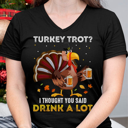 Best Thanksgiving Family Shirt , Funny Thanksgiving UnisexT-Shirt/Hoodie/Sweatshirt HLT00 - Turkey Trot Squad Running Drinking Matching Thanksgiving T-Shirt