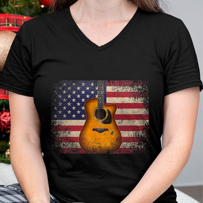 Guitar Lover Shirt, Funny Guitar UnisexT-Shirt/Hoodie/Sweatshirt HLT00 - Guitar 4th of July Gift American Flag USA - Country Music T-Shirt Small