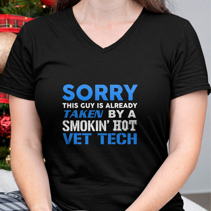 Best Wife Shirt, Wife and Husband Unisex T-Shirt/Hoodie/Sweatshirt HLT00 - This Guy Taken By A Smokin Hot Vet Tech Husband T-Shirt