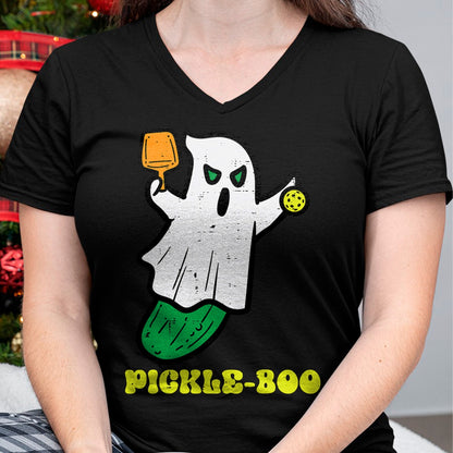 Funny Pickleball Shirt, Pickleball Lover Unisex T-Shirt/Hoodie/Sweatshirt HLT00 - Halloween Pickleball Pickle Boo Ghost Costume Men Women Kids T-Shirt