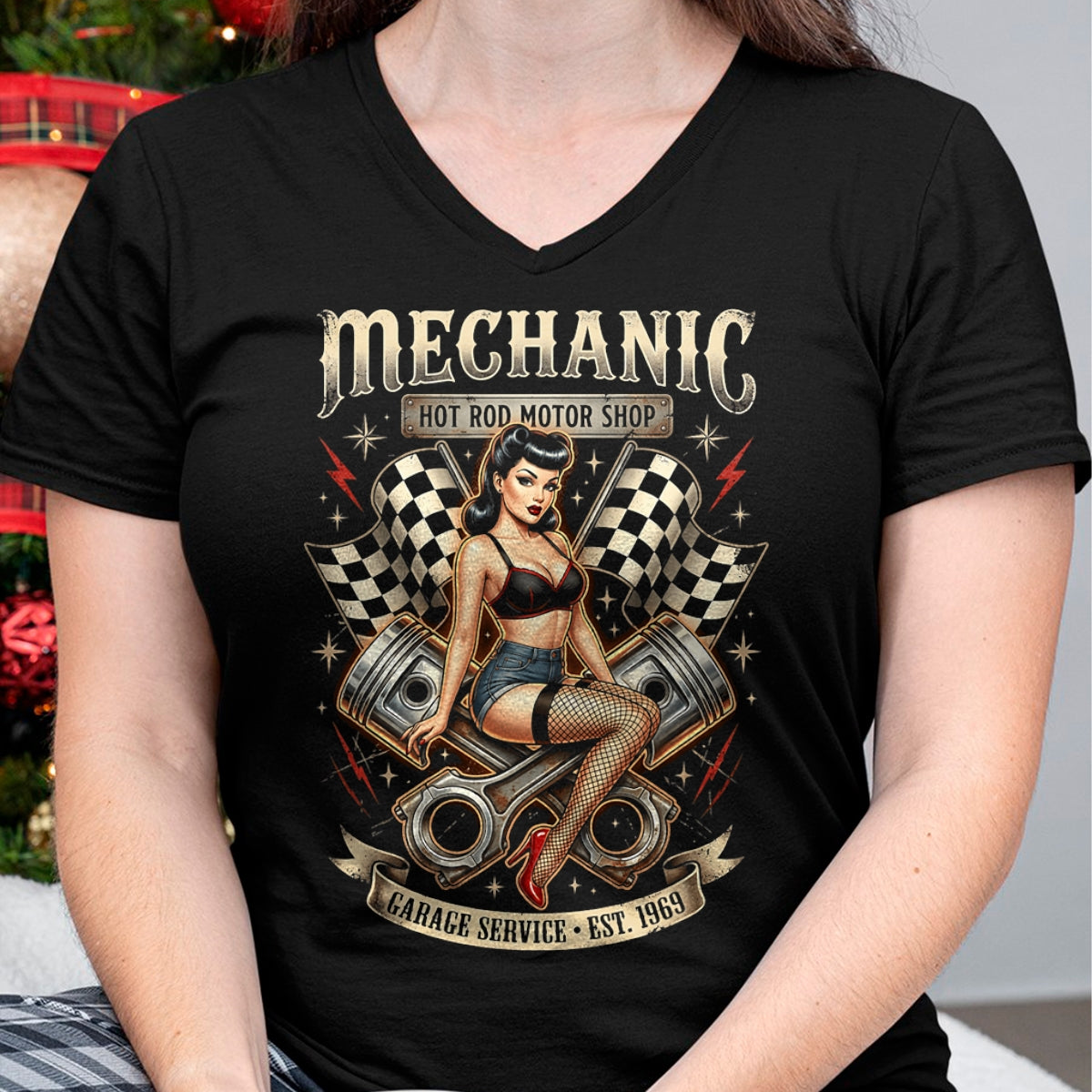 Best Mechanic Life Shirt, Funny Mechanic UnisexT-Shirt/Hoodie/Sweatshirt HLT00 - Vintage Mechanic Hot Rod Garage Pin Up Design T-Shirt